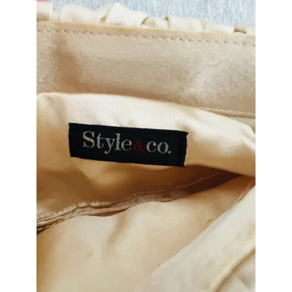 Style & Co. Ruched Satin‎ Wristlet Clutch cream With Interior Pocket